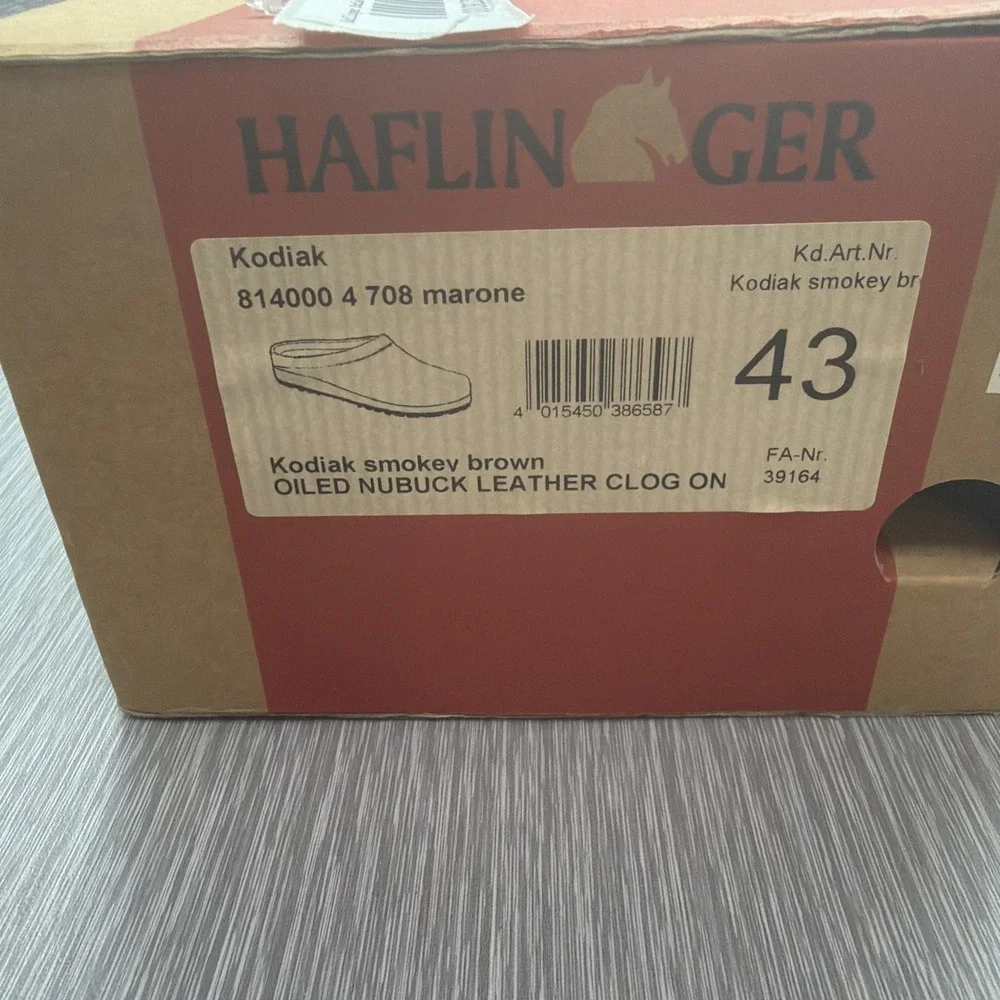 Haflinger Kodiak Leather Clogs Mens EU 43 US 10 Smokey Brown Oiled Nubuck